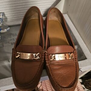Coach Women's Leather Loafers with Gold Accents